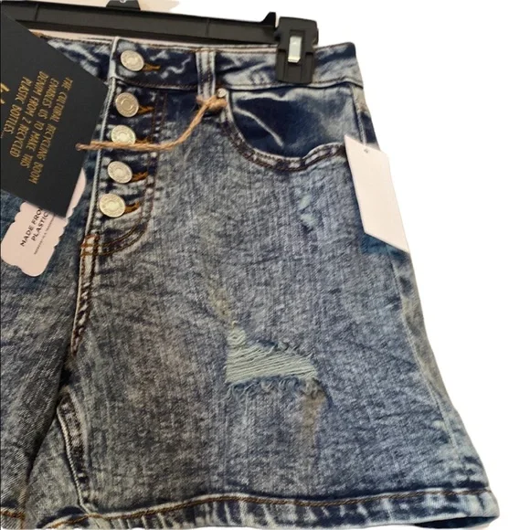 Indigo Rein Distressed Jean Shorts - Picture 3 of 14